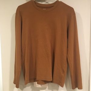 Uniqlo brown long sleeve brushed cotton shirt